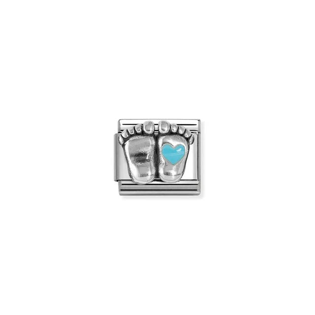 Nomination - Baby Feet with Light Blue Heart Charm
