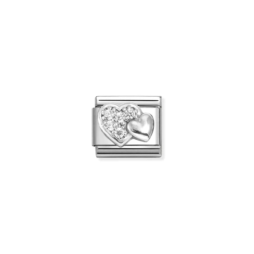 Nomination - Composable Raised Heart CZ Charm - Silver