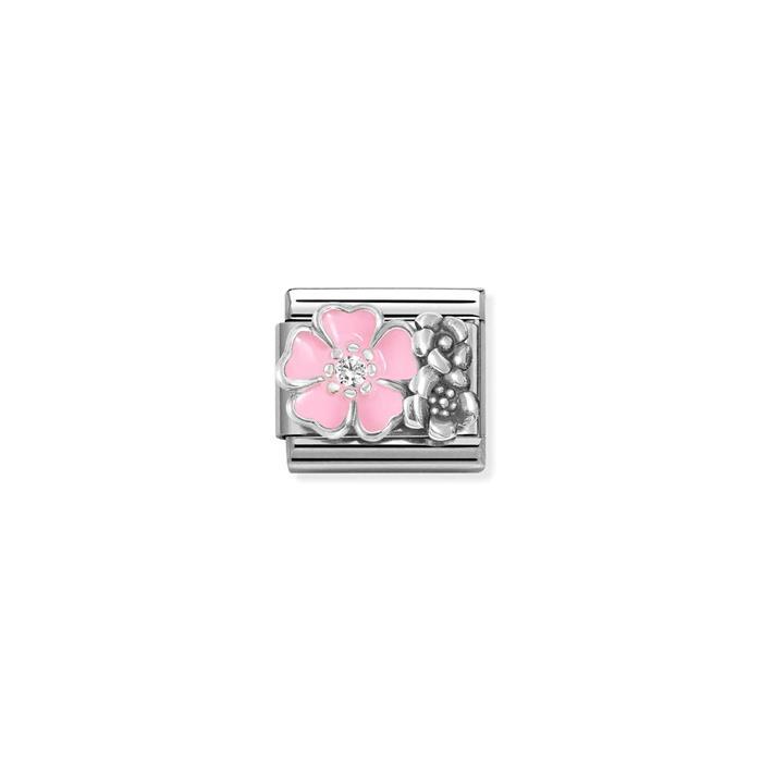 Nomination - Composable Pink Flowers with CZ Charm - Silver
