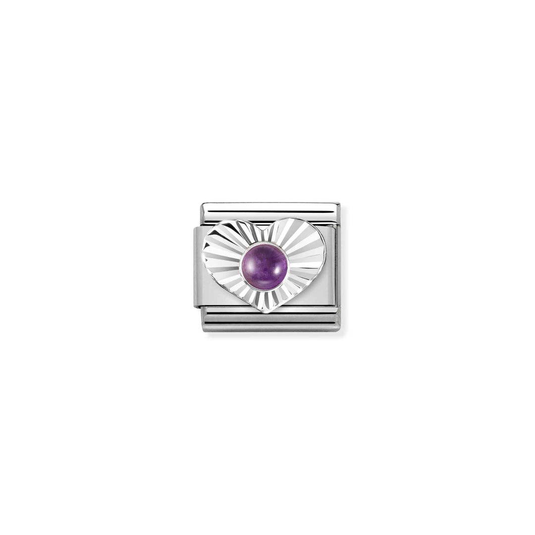 Nomination - Amethyst Silver Heart Charm