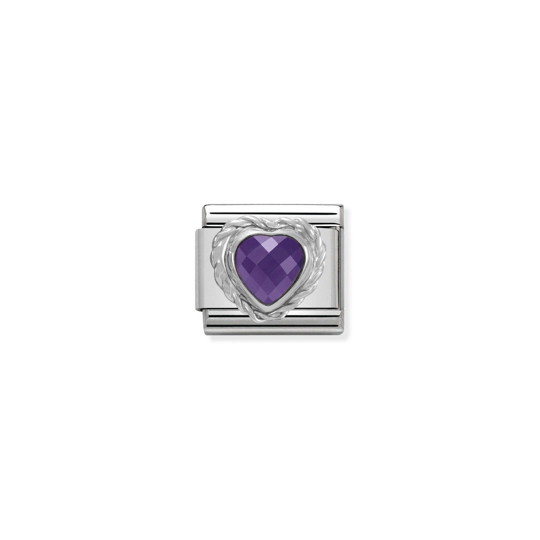 Nomination - Classic Heart Faceted CZ Twisted Purple Charm