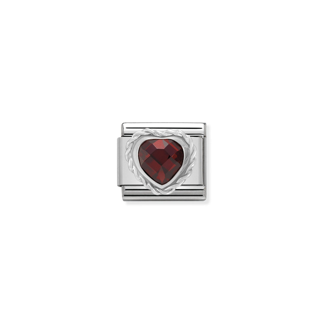 Nomination - Classic Heart Faceted CZ Twisted Red Charm