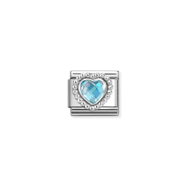 Nomination - Composable Light Blue Heart CZ Charm - Silver