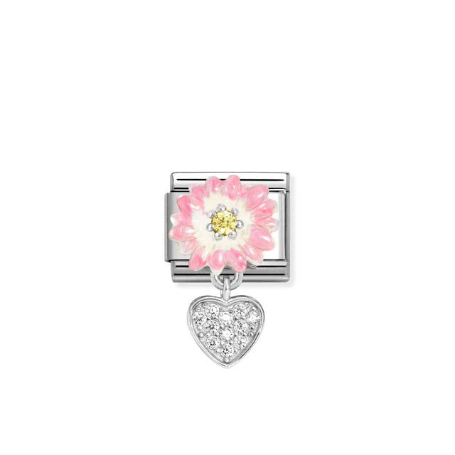 Nomination - Pink Daisy Heart Pendant Charm
