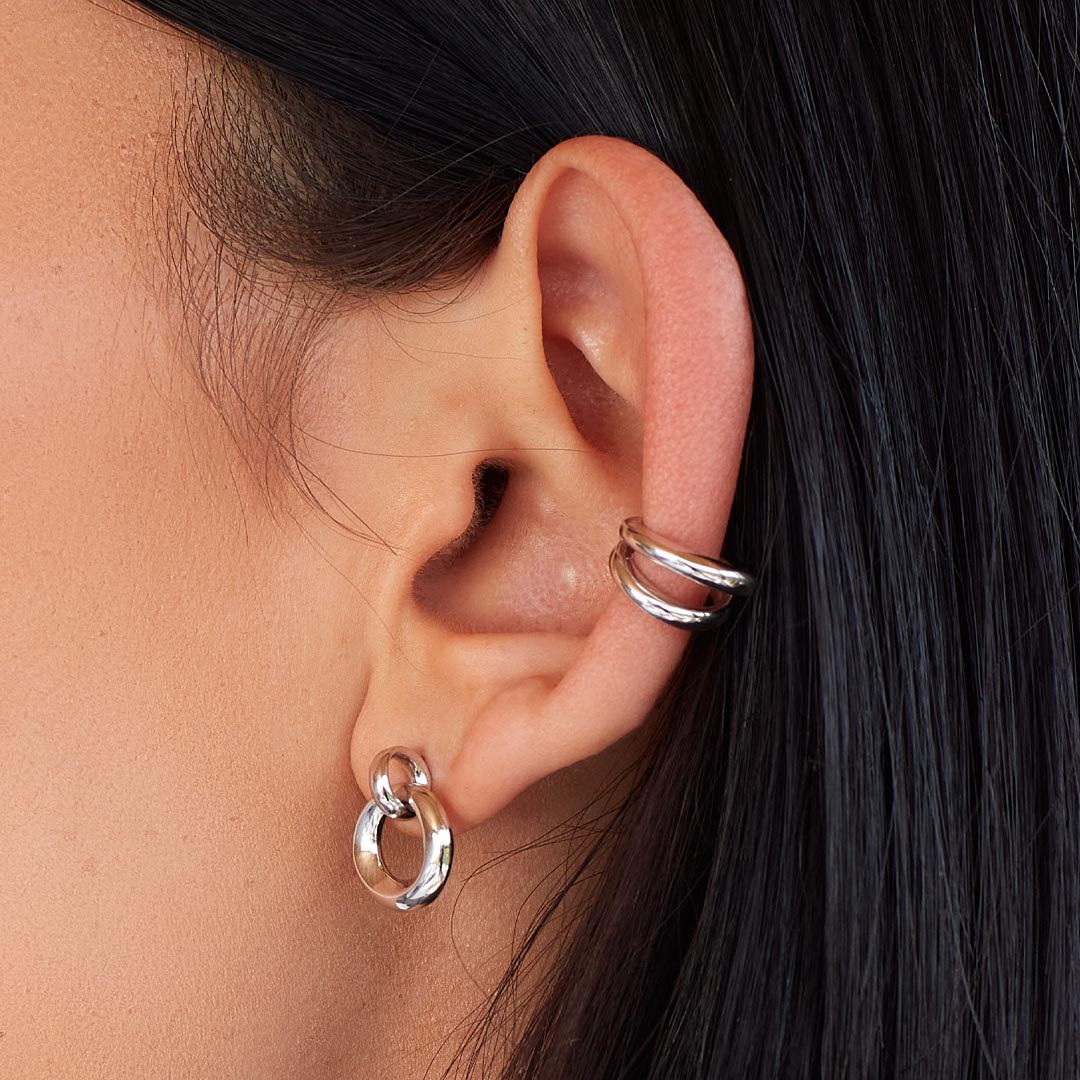 Kit Heath - Bevel Cirque Link Stud Earrings - Silver