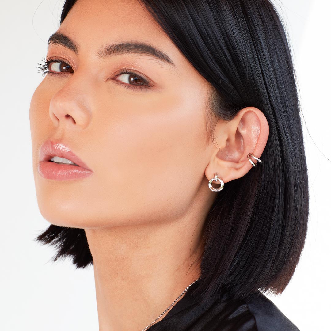 Kit Heath - Bevel Cirque Link Stud Earrings - Silver