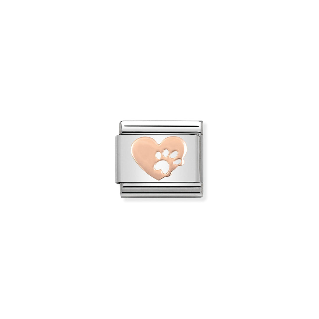 Nomination - Rose Gold Heart With Footprints Charm