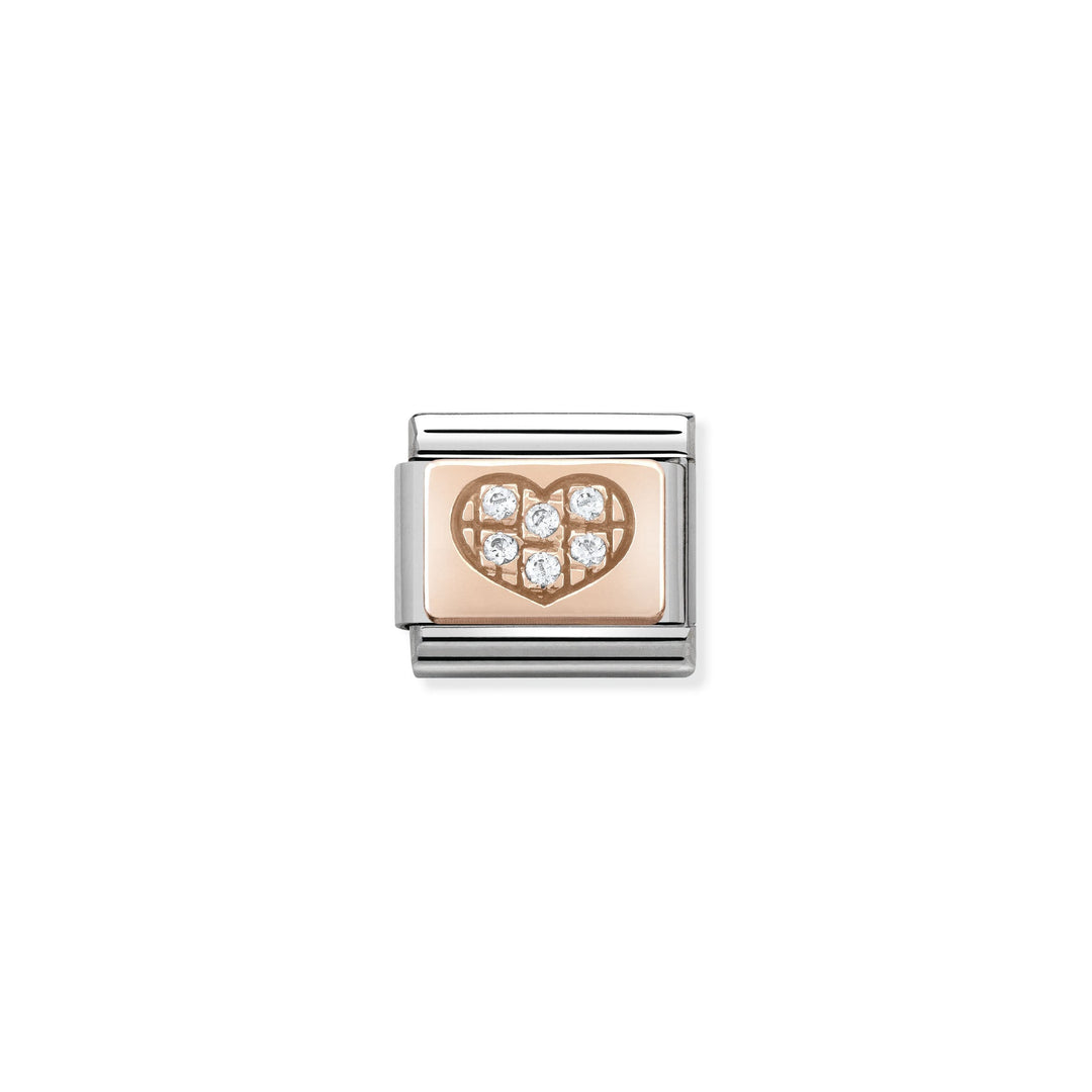 Nomination - Rose Gold Classic CZ White CZ Heart Charm