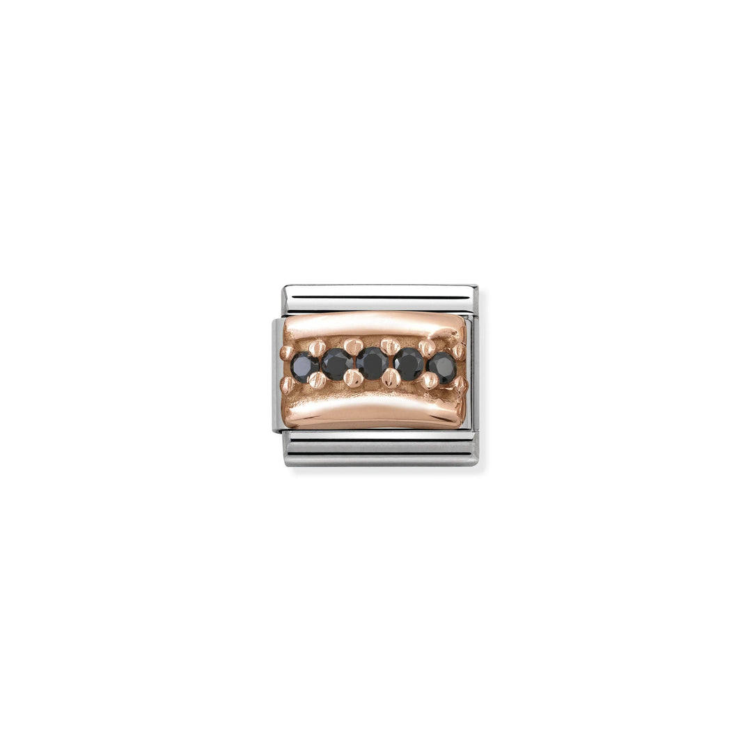 Nomination - Rose Gold Classic Engraved Pave CZ Black CZ Charm