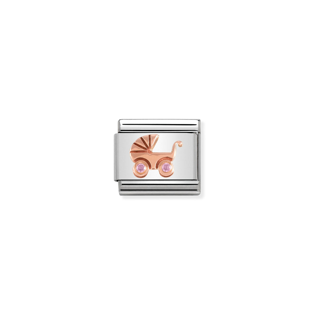 Nomination - Rose Gold CZ Pink Baby Carrier Charm
