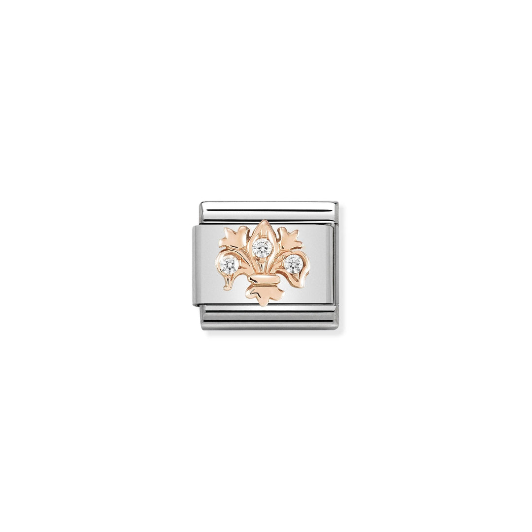 Nomination - Rose Gold Classic CZ White Lily Charm