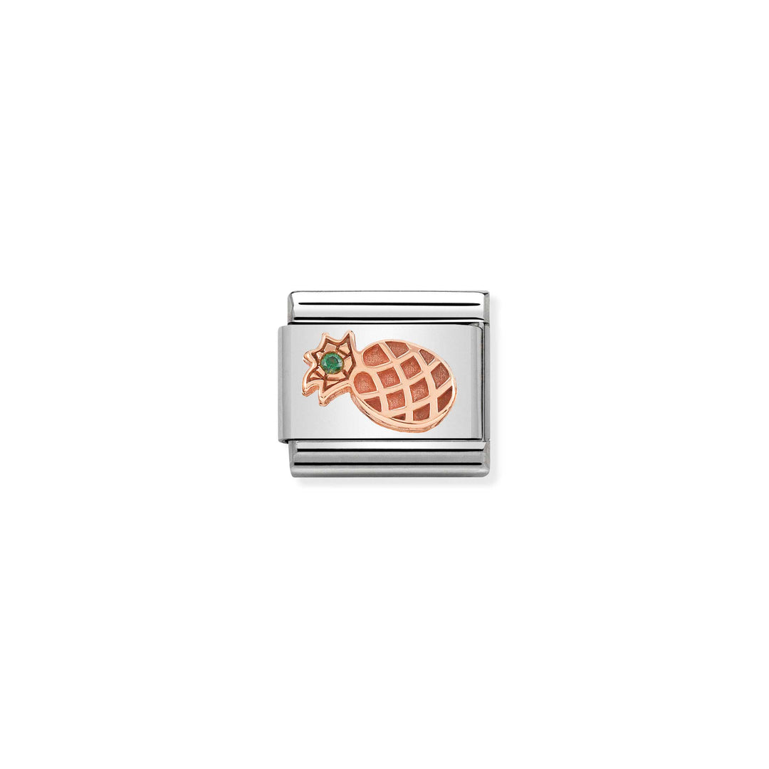 Nomination - Rose Gold Pineapple Green CZ Charm
