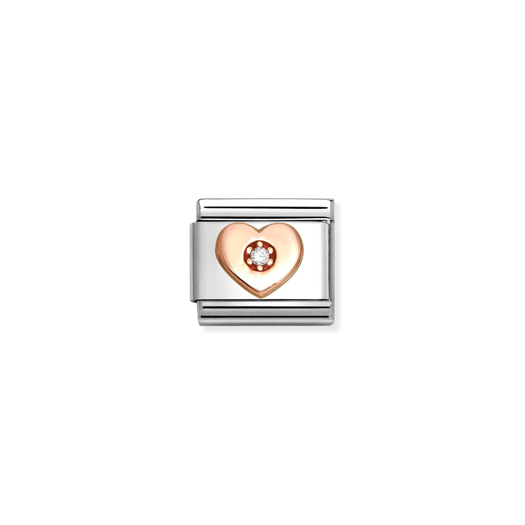 Nomination - Rose Gold Heart with Stone Charm