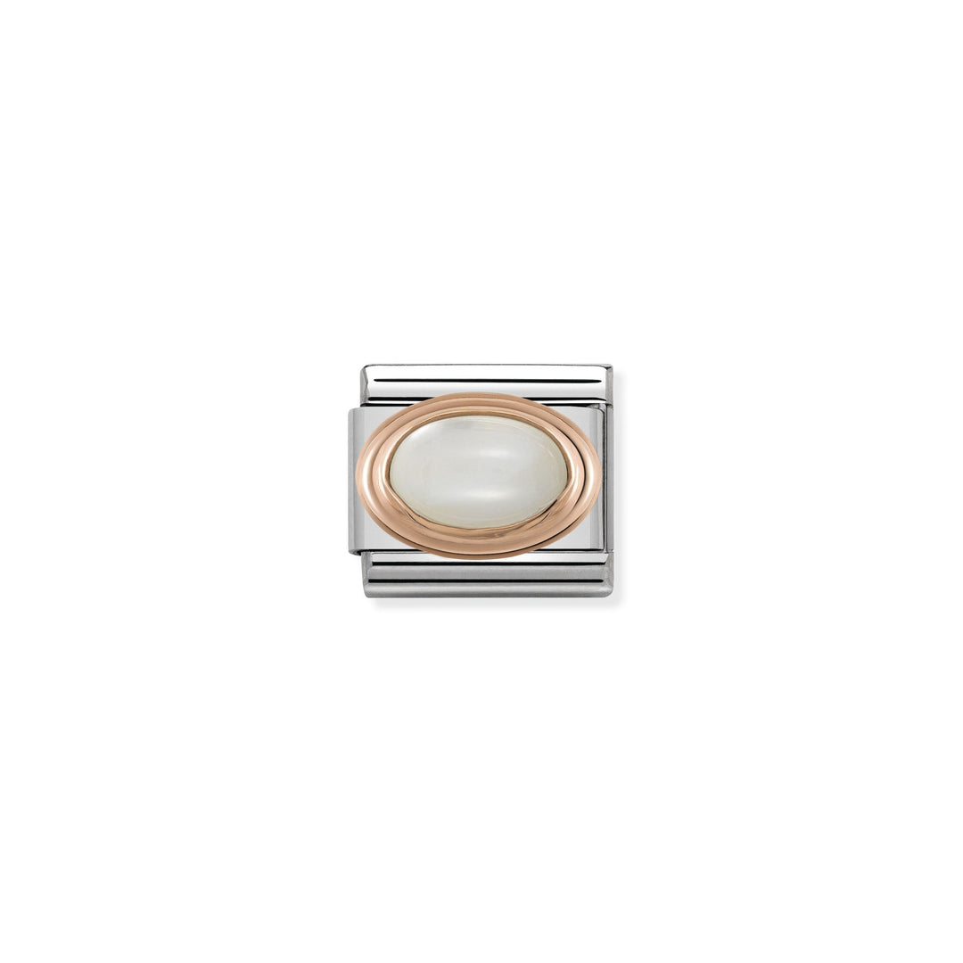 Nomination - Rose Gold Classic Oval Hard Stones White Mother Of Pearl Charm