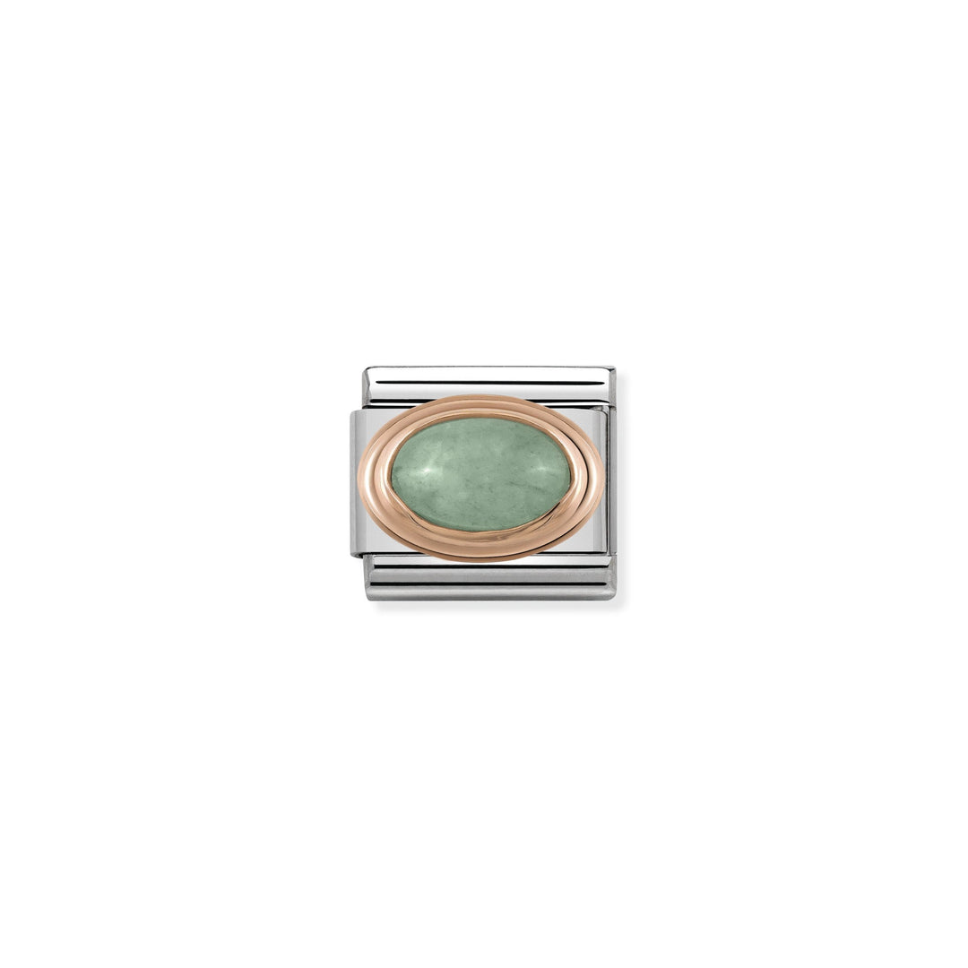 Nomination - Rose Gold Classic Oval Hard Stones Green Aventurine Charm