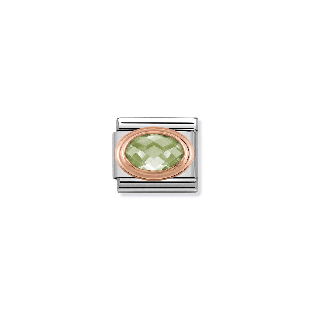 Nomination - Rose Gold Classic Faceted CZ Green Charm
