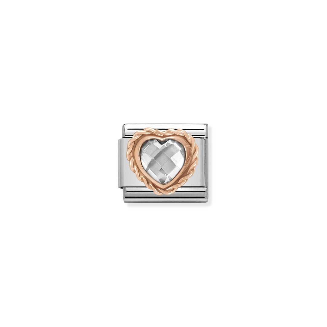 Nomination - Classic Faceted Heart With Rich Setting White Charm