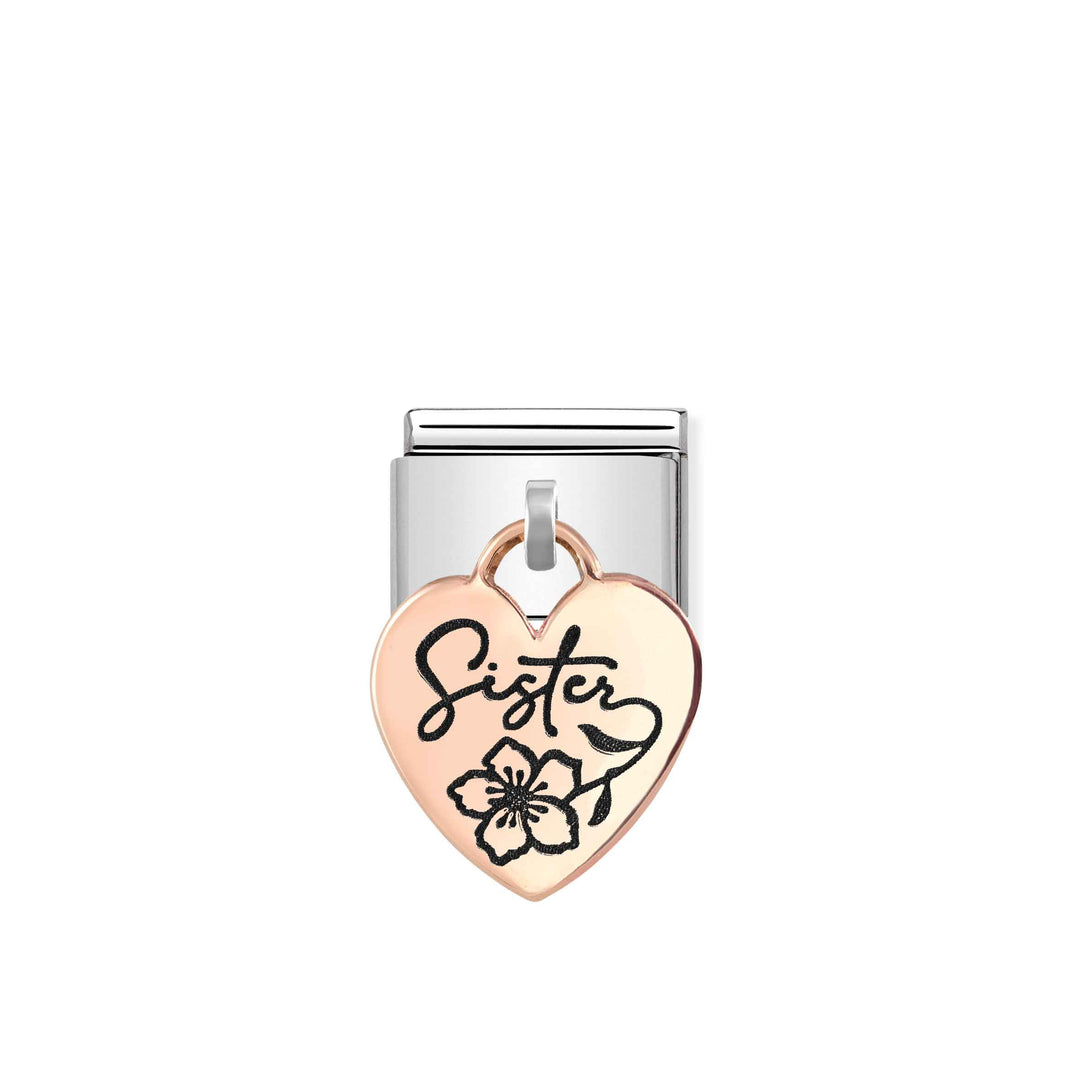 Nomination - Rose Gold Heart Sister Pendant Charm