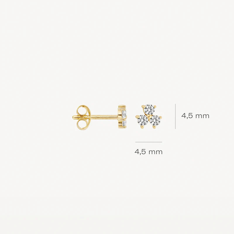 Blush - 4.5mm CZ Trio Stud Earrings - 14kt Yellow Gold