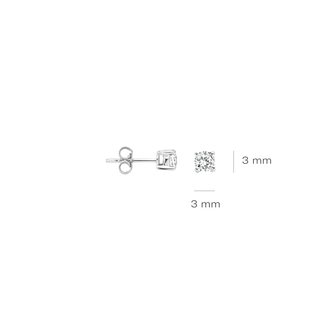 Blush - 3mm Mini Solitaire Earrings - 14kt White Gold