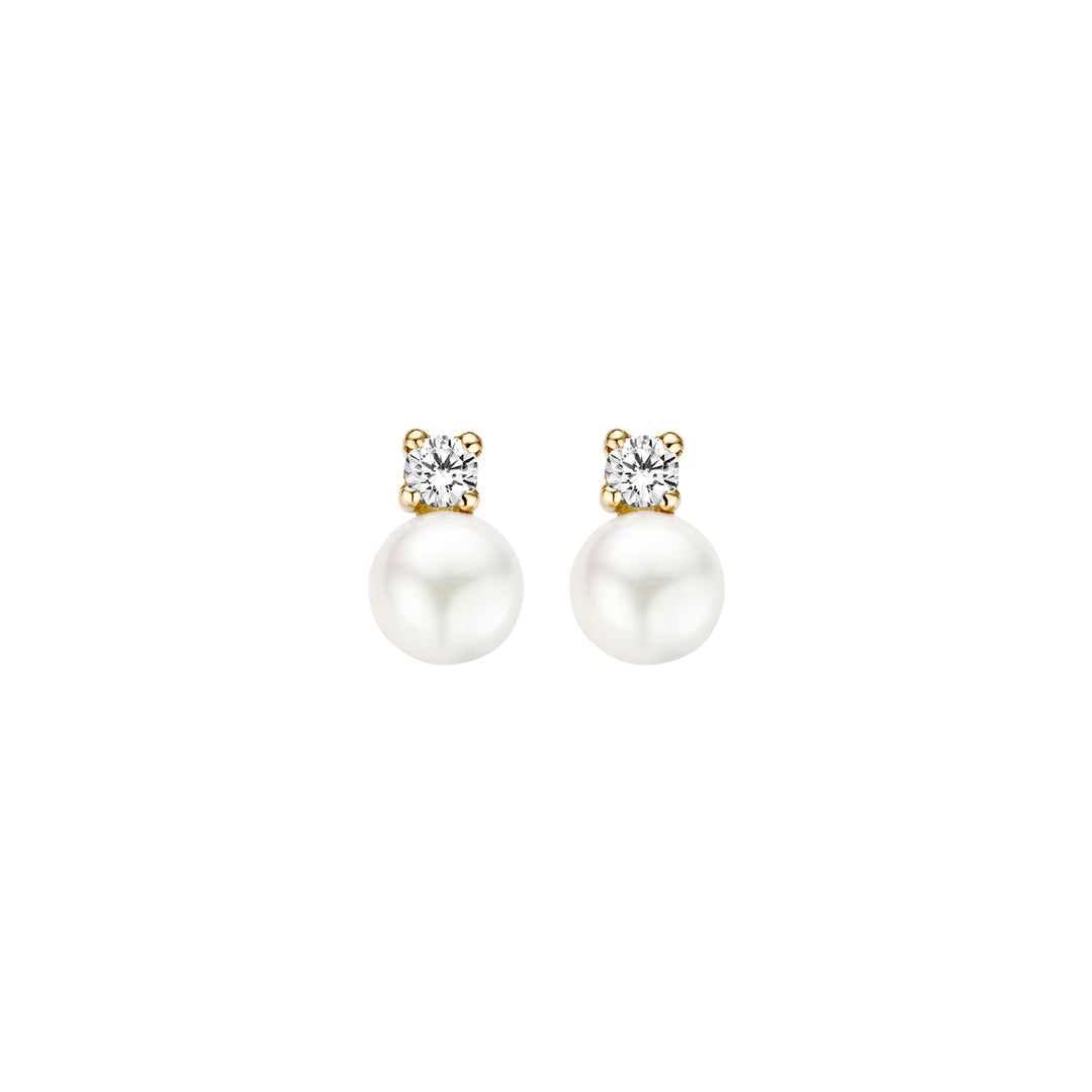 Blush - 3.3mm CZ Pearl Drop Earrings - 14kt Yellow Gold