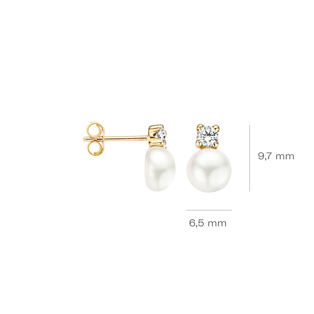 Blush - 3.3mm CZ Pearl Drop Earrings - 14kt Yellow Gold