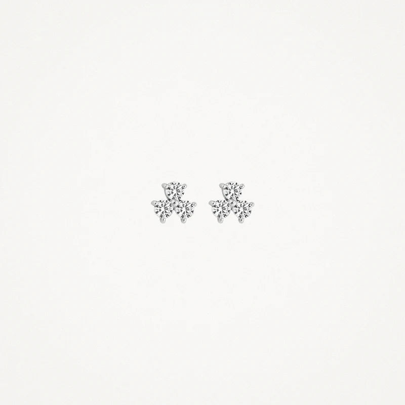 Blush - 4.5mm CZ Trio Stud Earrings - 14kt White Gold
