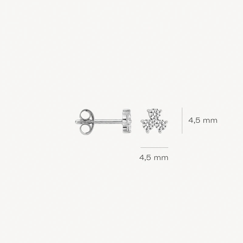 Blush - 4.5mm CZ Trio Stud Earrings - 14kt White Gold