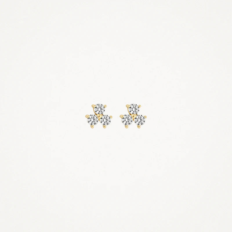 Blush - 4.5mm CZ Trio Stud Earrings - 14kt Yellow Gold