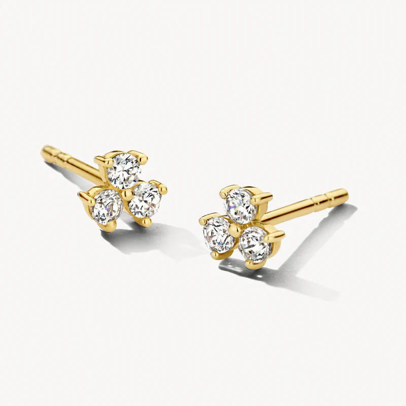 Blush - 4.5mm CZ Trio Stud Earrings - 14kt Yellow Gold