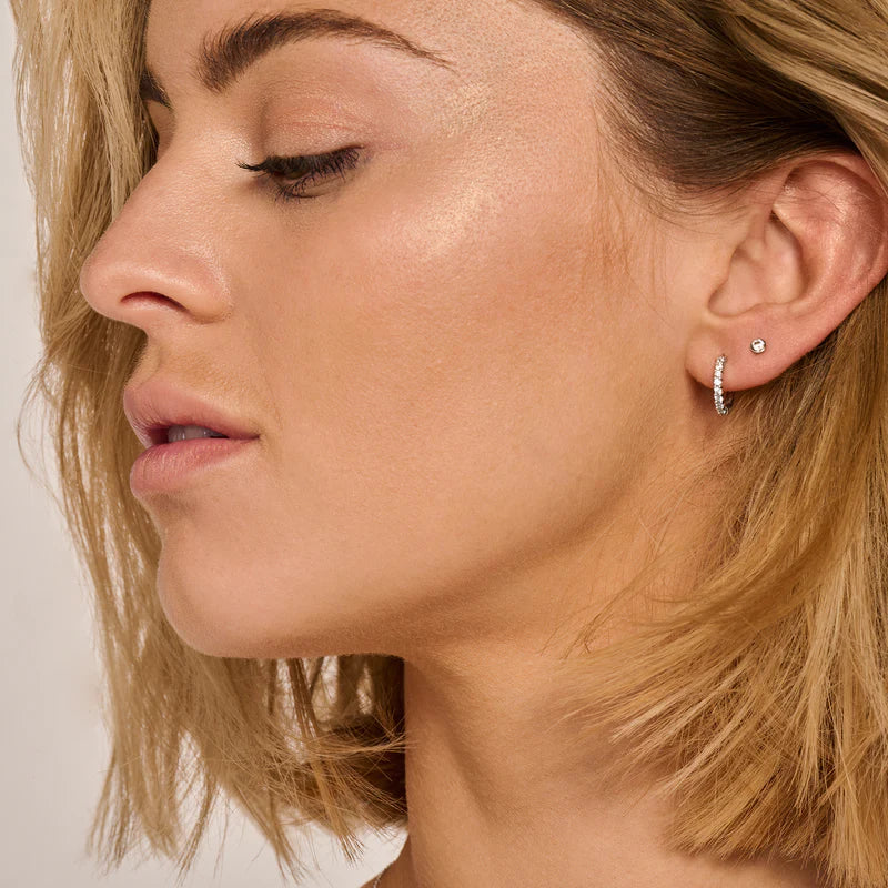 Blush - 3.25mm Mini Bezel Set Earrings - 14kt White Gold