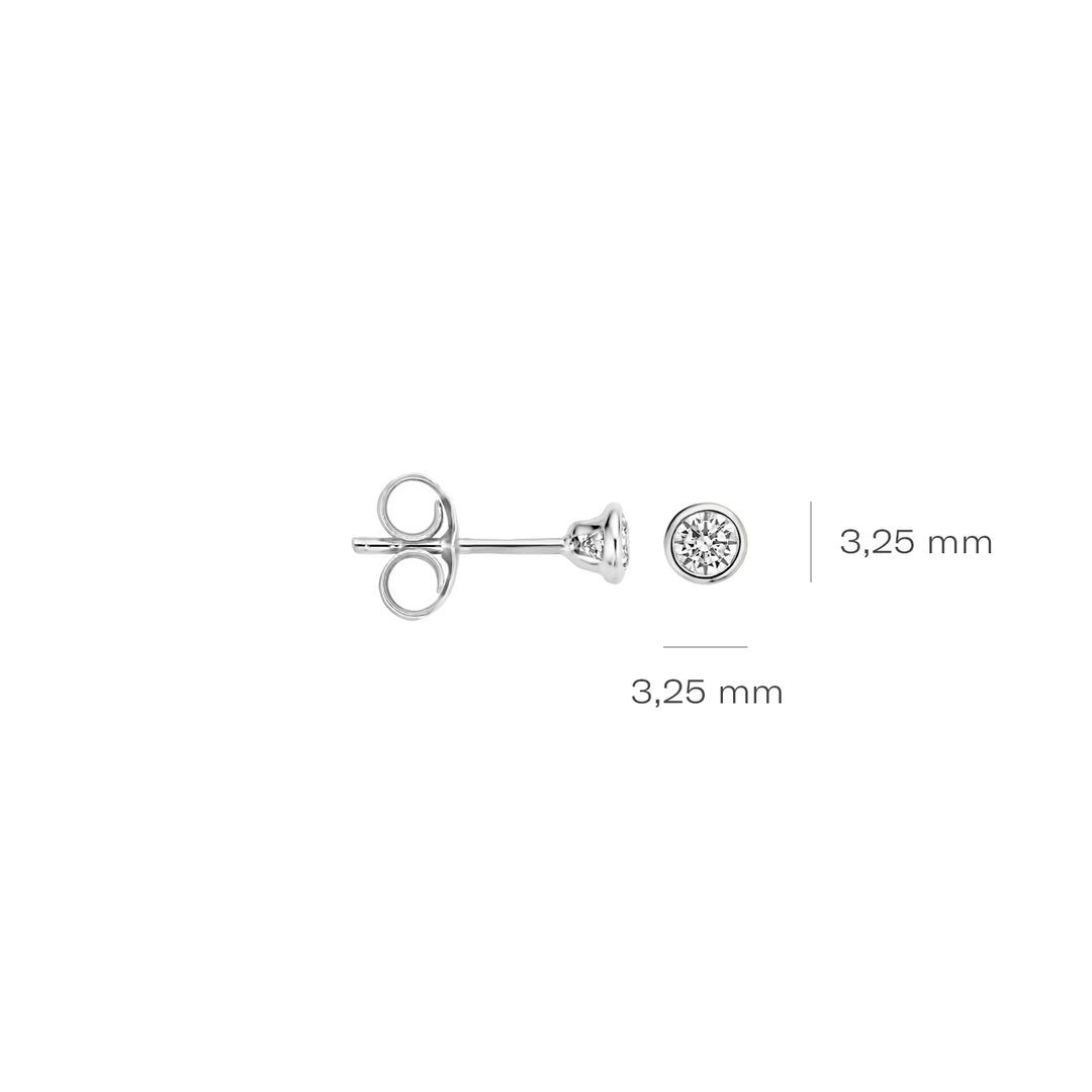 Blush - 3.25mm Mini Bezel Set Earrings - 14kt White Gold