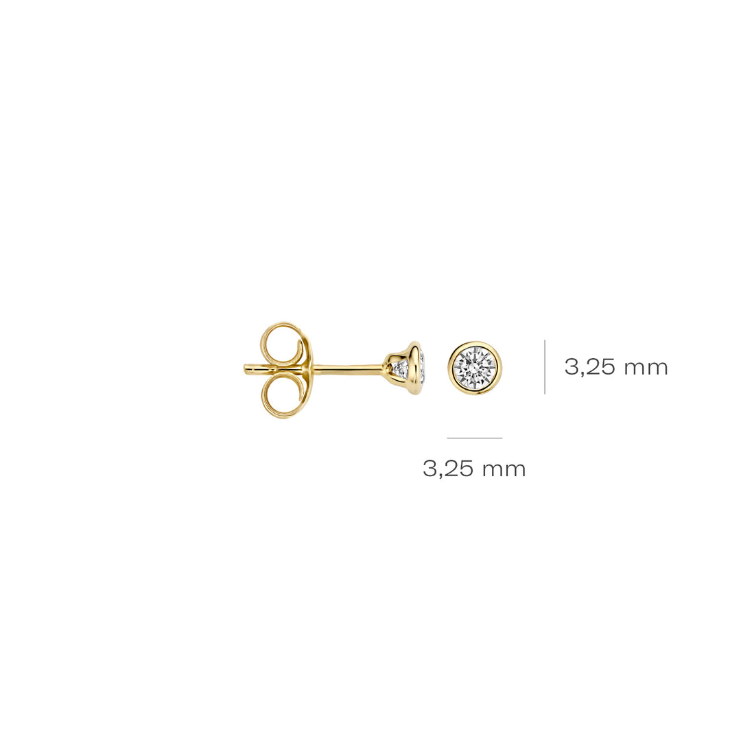 Blush - 3.25mm Mini Bezel Set Earrings - 14kt Yellow Gold