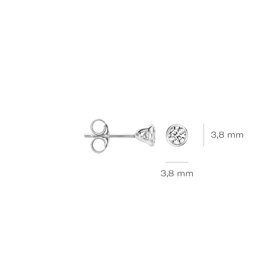 Blush - 3.8mm Bezel Set Earrings - 14kt White Gold