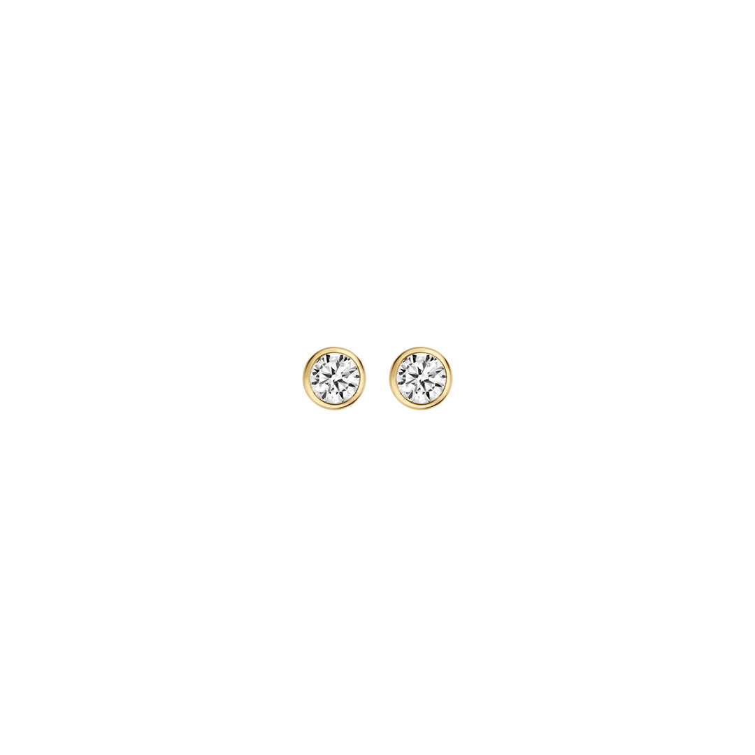 Blush - 3.8mm Bezel Set Earrings - 14kt Yellow Gold