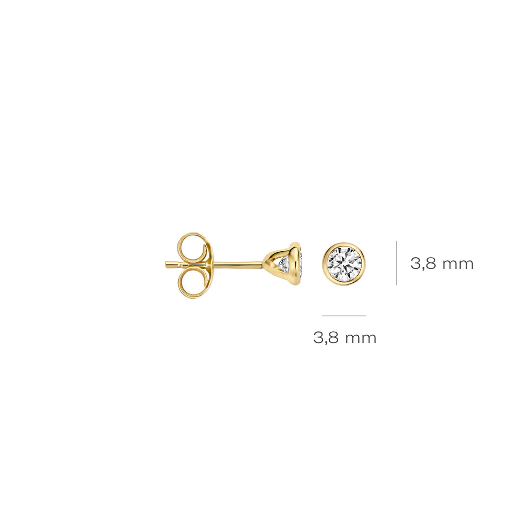 Blush - 3.8mm Bezel Set Earrings - 14kt Yellow Gold