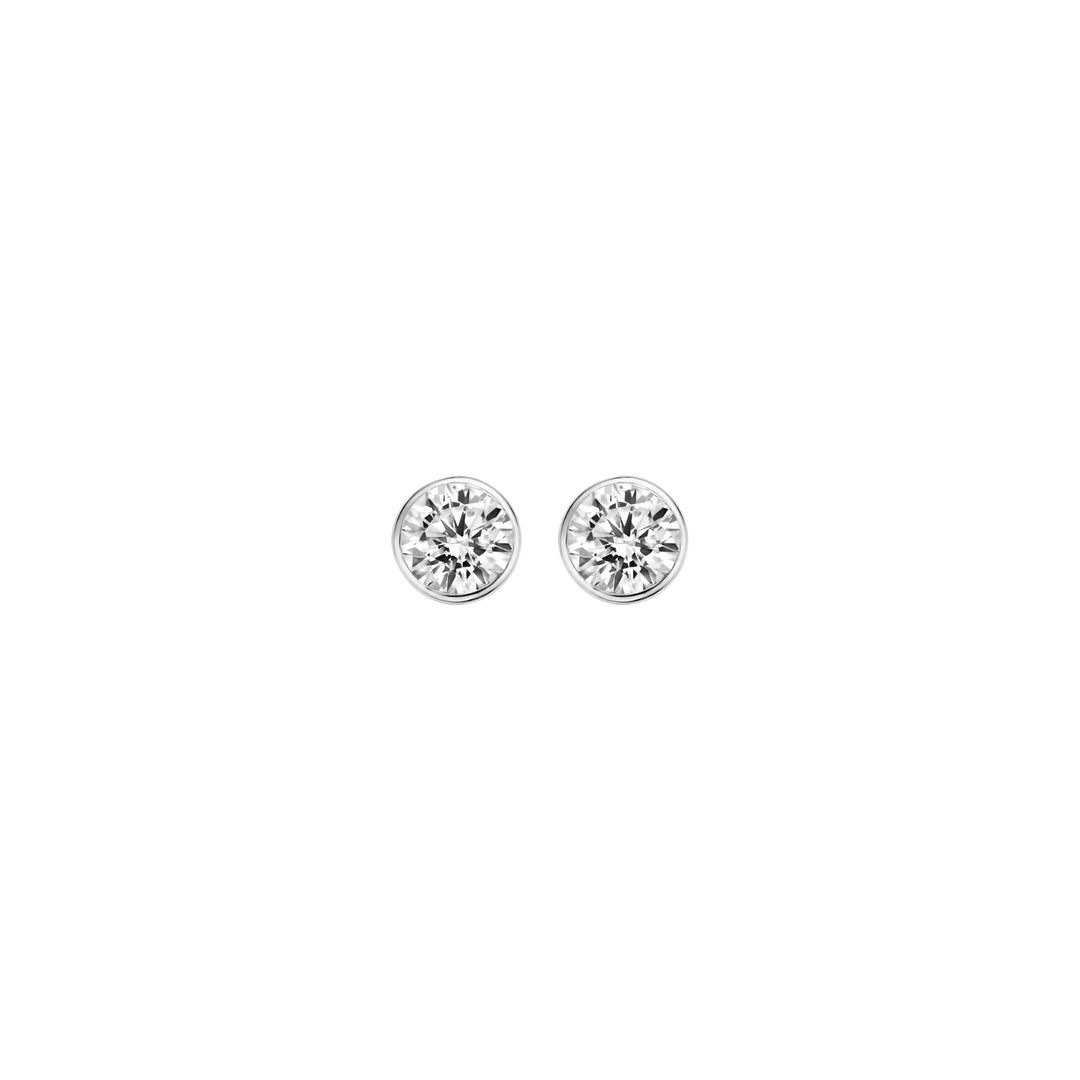 Blush - 5.35mm Bezel Set Earrings - 14kt White Gold