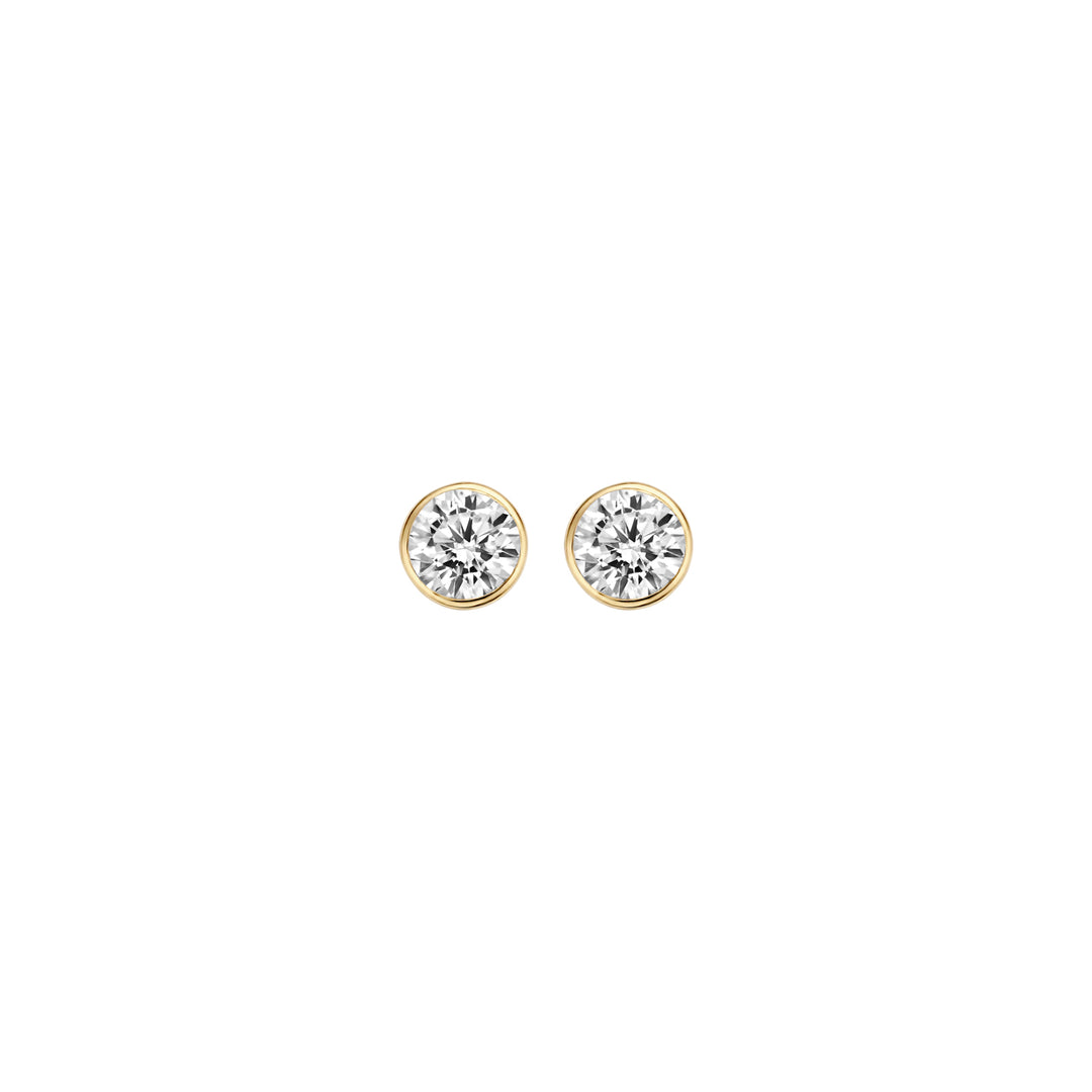 Blush - 5.35mm Bezel Set Earrings - 14kt Yellow Gold