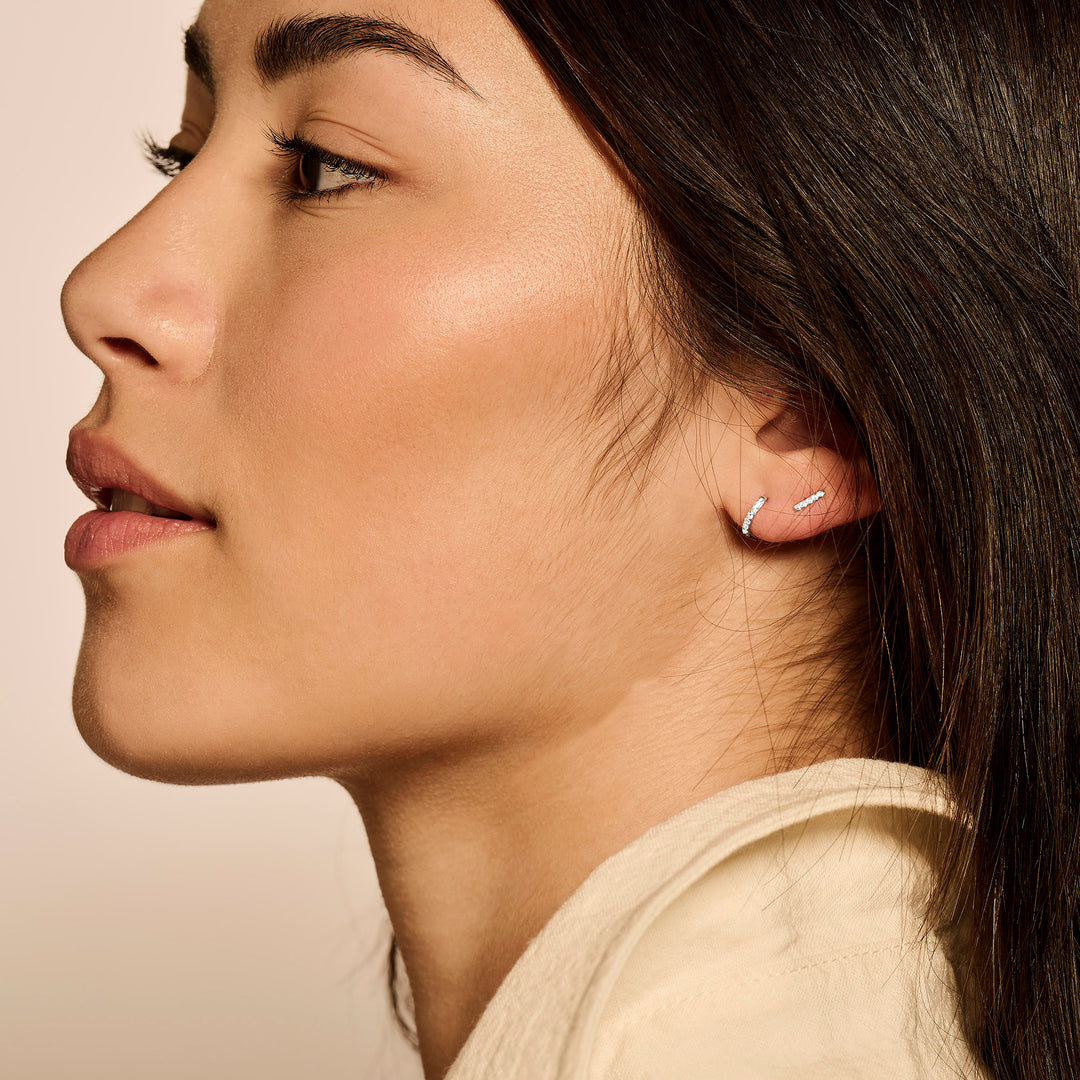 Blush - 1.2mm Mini Sparkle Hoops - 14kt White Gold