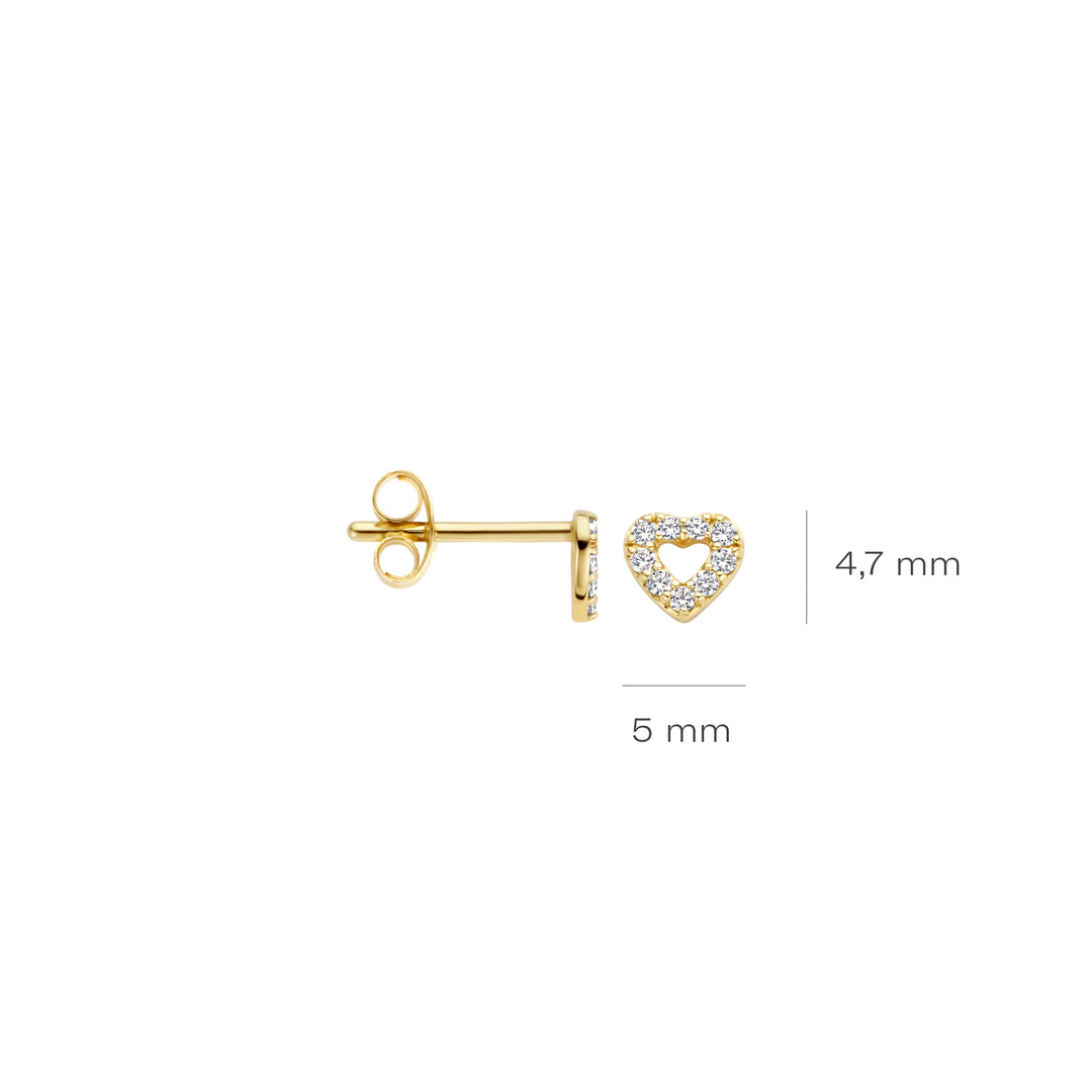 Blush - Open CZ Heart Earrings - 14kt Yellow Gold