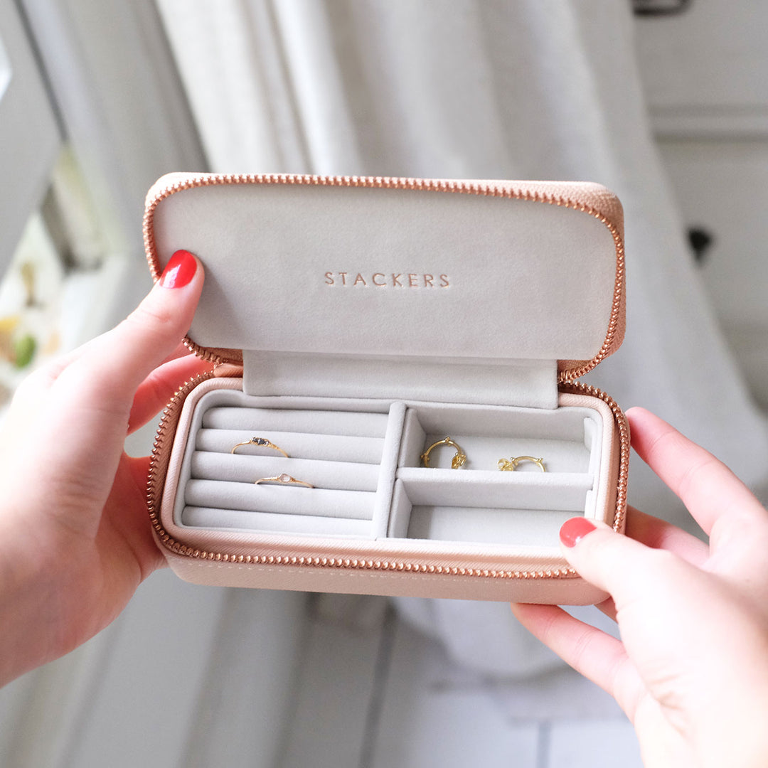 Stackers - Blush Pink Medium Zipped Travel Jewellery Box