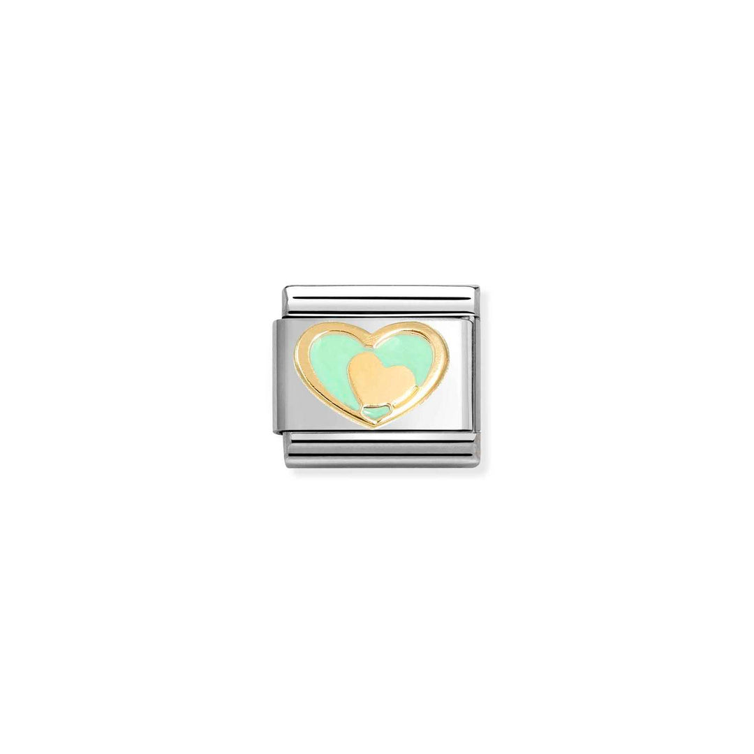 Nomination - Composable Classic Green Heart Gold Heart Charm