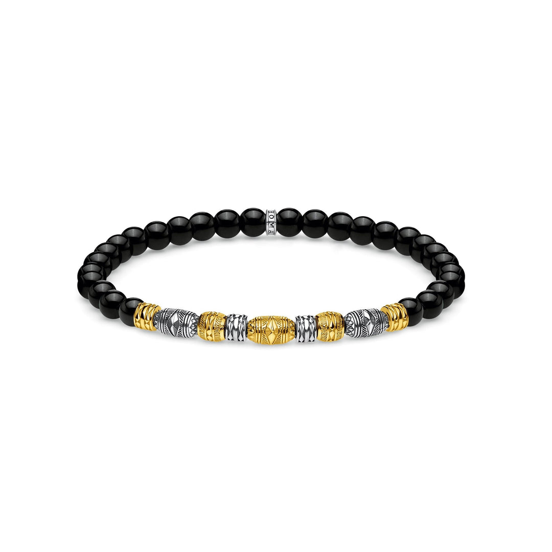 Thomas Sabo - Beaded Obsidian with Silver and Gold detail Bracelet