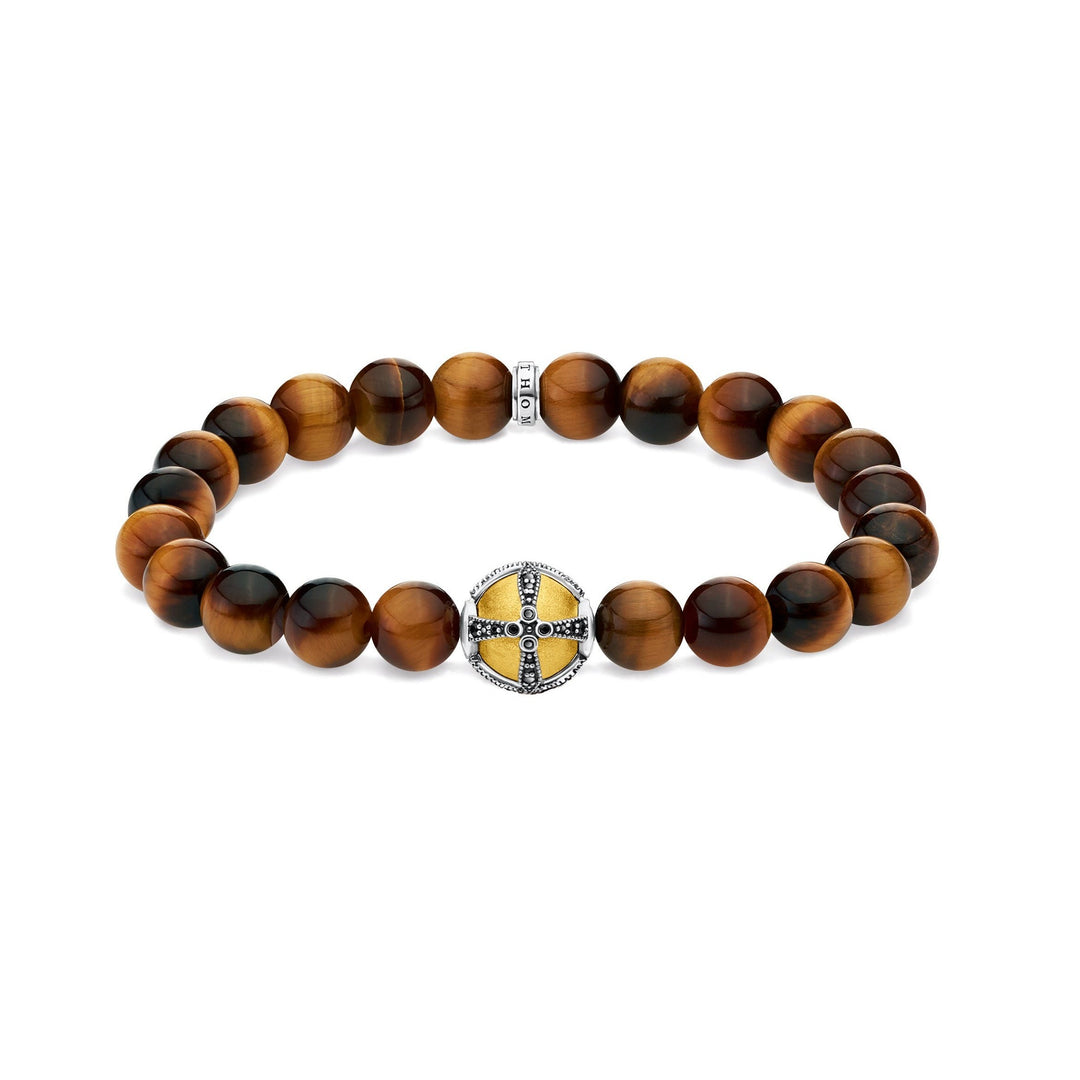 Thomas Sabo - Beaded Tiger's Eye Bracelet with Gold Cross Bead