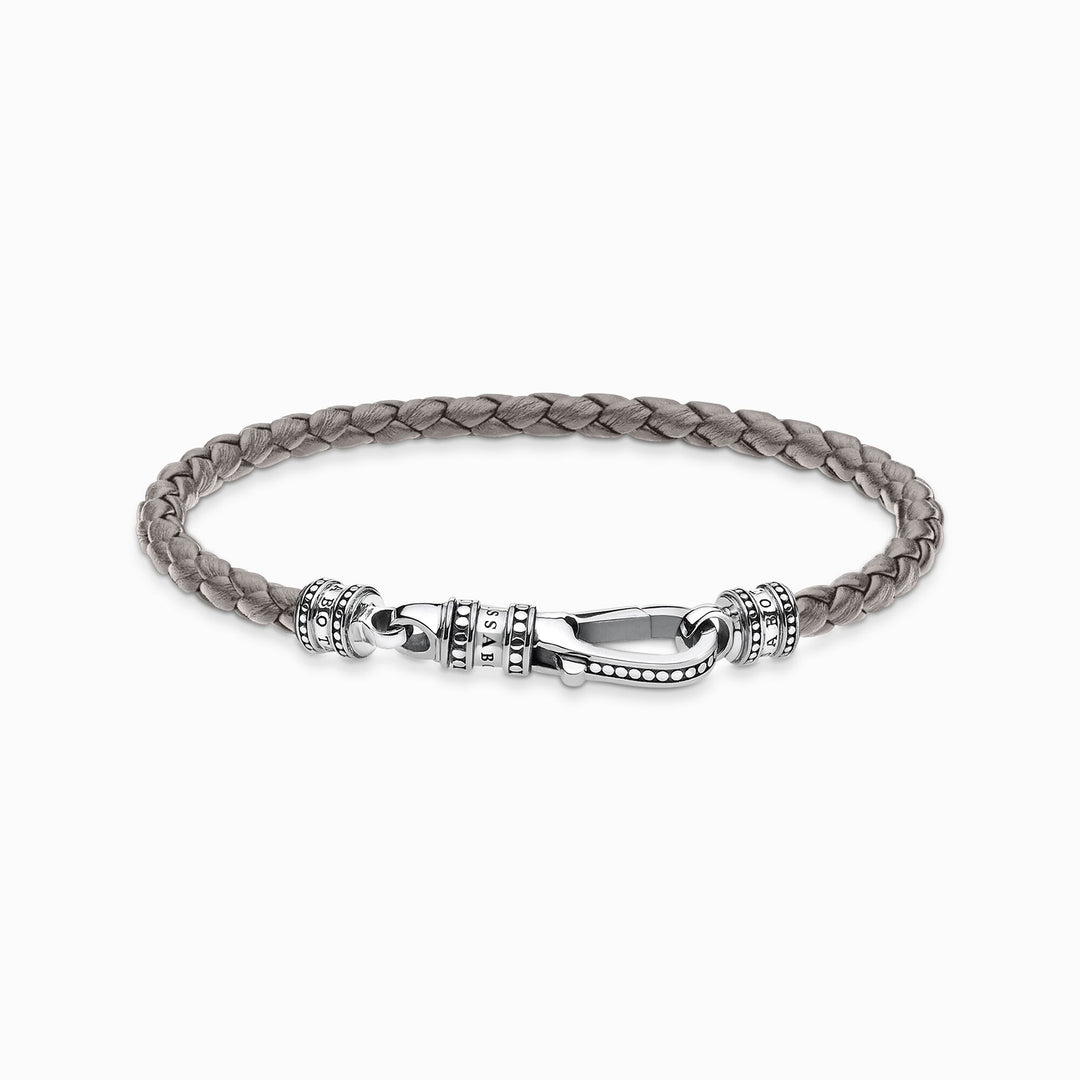 Thomas Sabo - Grey Leather Bracelet with Detailed Lobster Clasp - Silver