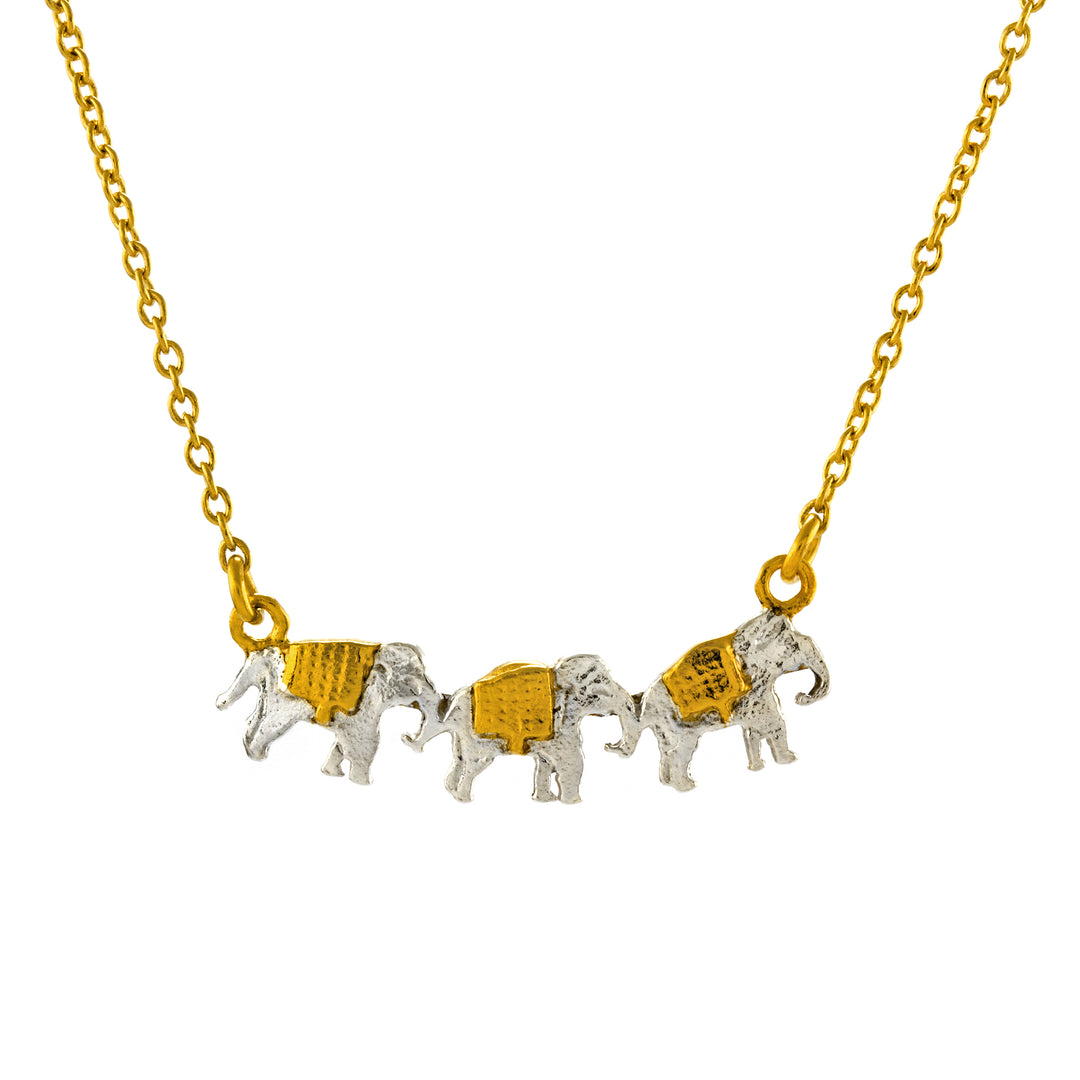 Alex Monroe - Marching Elephants Necklace - Gold