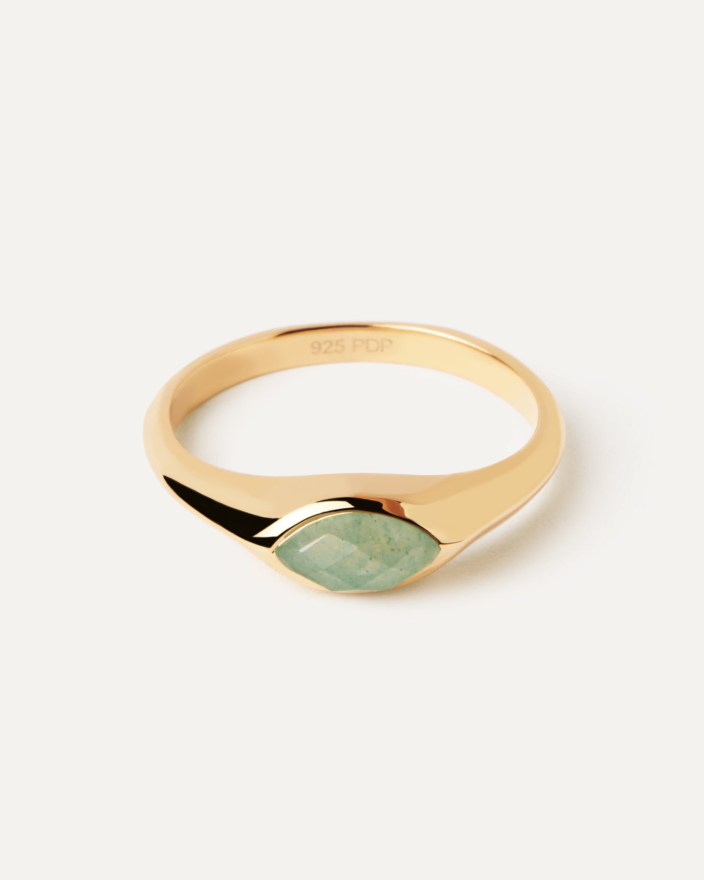 PDPAOLA - Green Aventurine Nomad Stamp Ring - Gold – RUBIROX