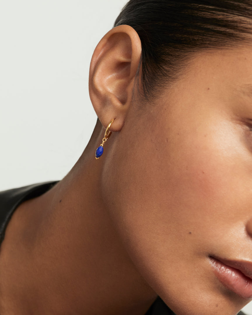 PDPAOLA - Lapis Lazuli Nomad Hoop Earrings - Gold