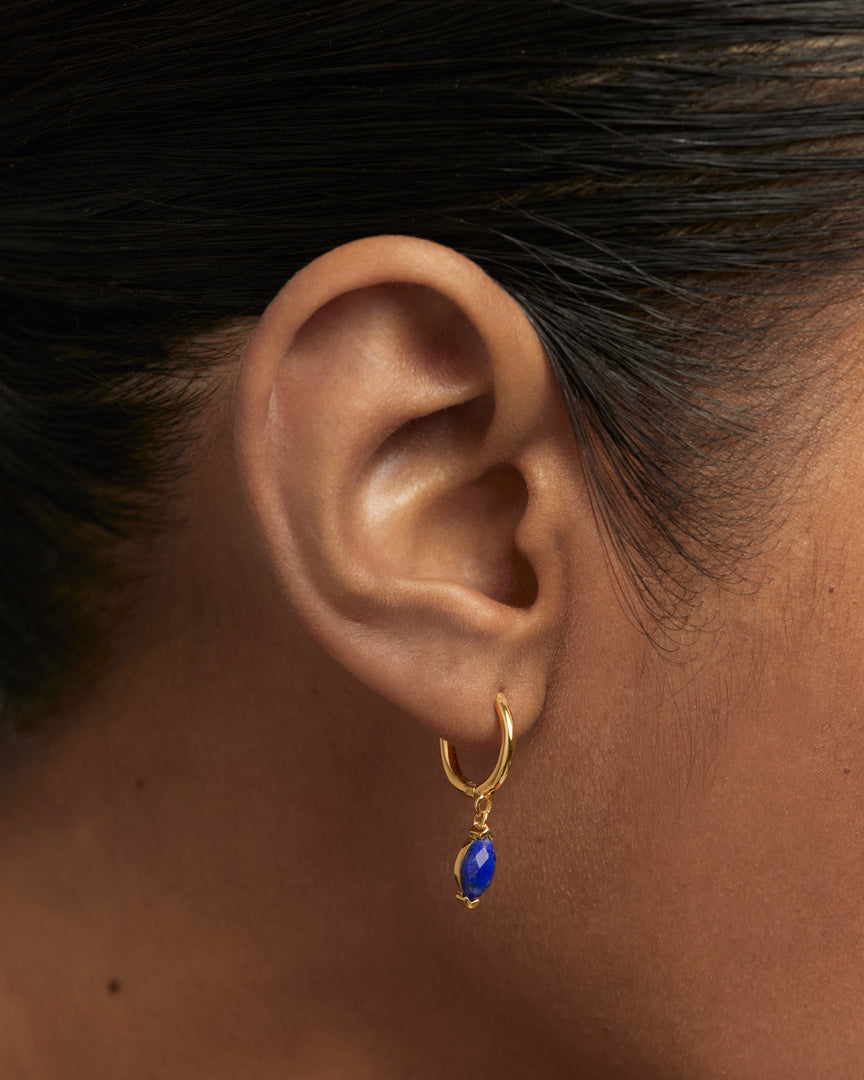 PDPAOLA - Lapis Lazuli Nomad Hoop Earrings - Gold