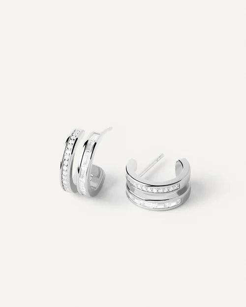 PDPAOLA - Bianca Double Band Earrings - Silver